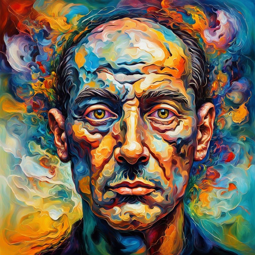 Surreal Brain Portrait in Oil Painting Style