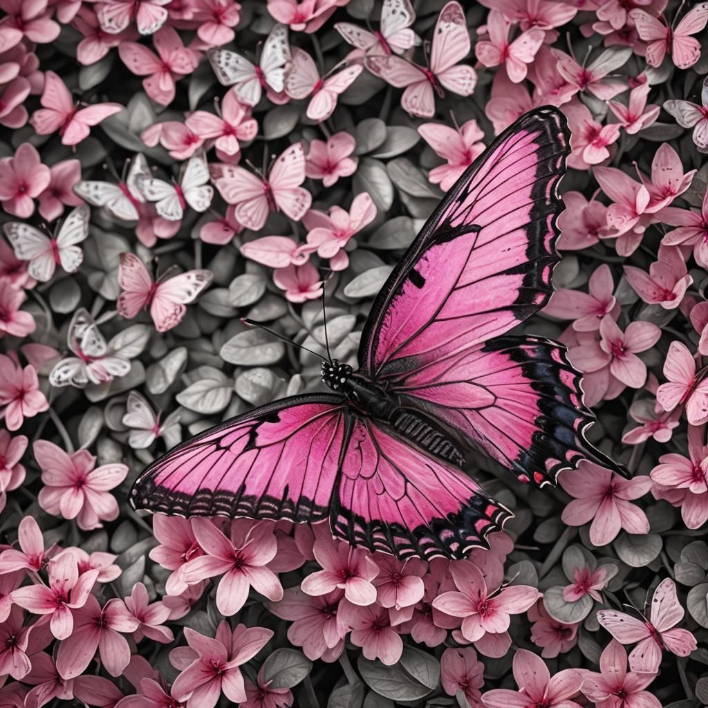 Hyperrealistic Pink Butterfly in Sharp Focus