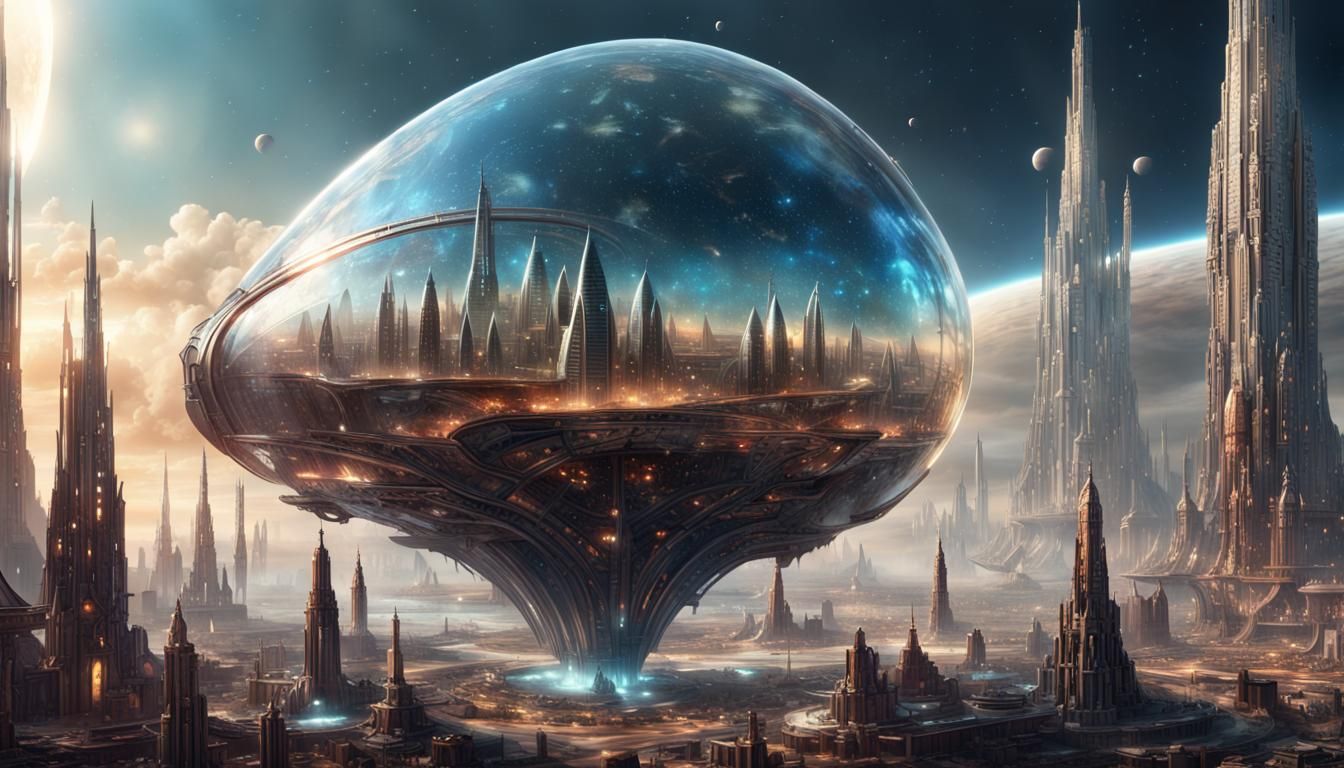 Glass Teardrop Starship City Landers: Cosmic Fantasy