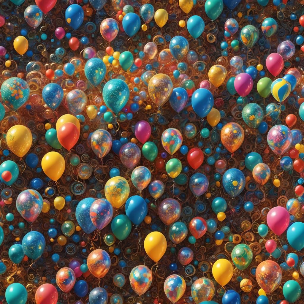 Glittery Balloons in Maximalist Fantasy Style
