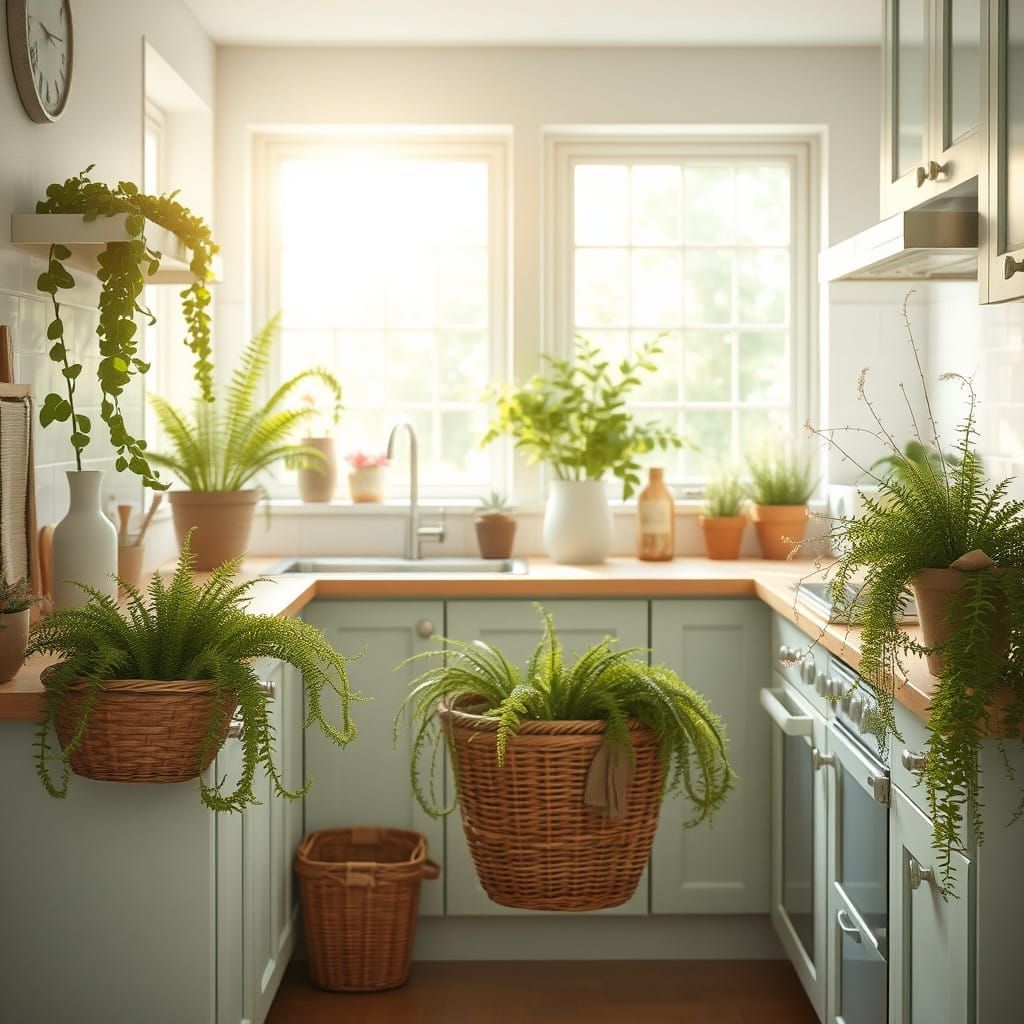 Serene IKEA Kitchen in Soft Pastel Hues with Whimsical Green...