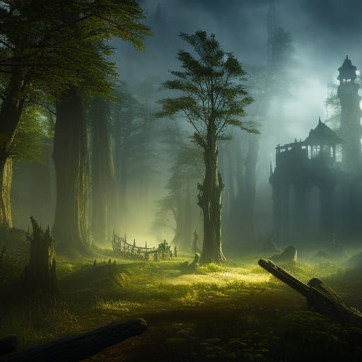 Mystical Graveyard Skeleton in Dark Fantasy Art