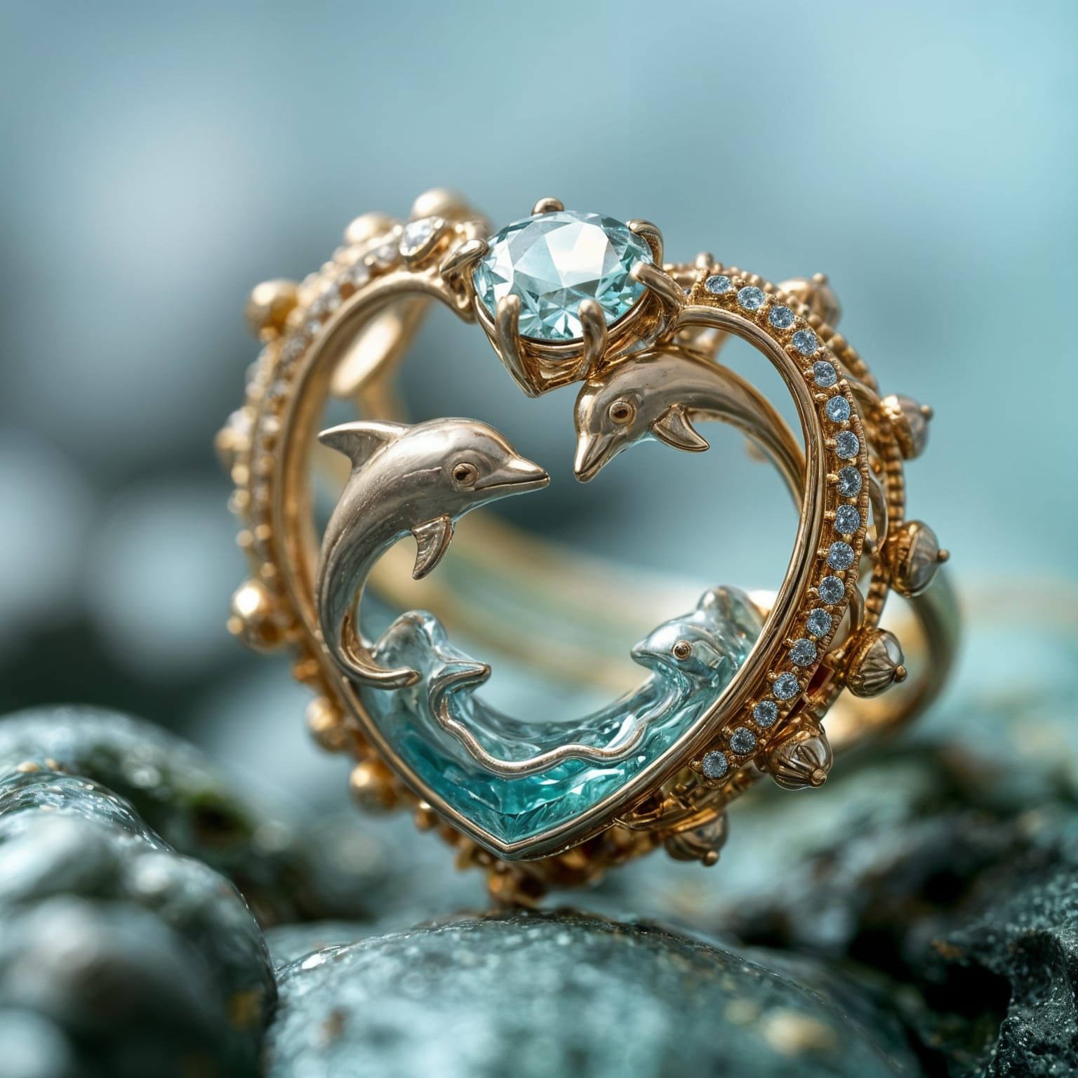 Dolphins Form a Heart Shaped Jewel in Macro Photography
