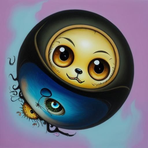 Surreal Fluffy Creature with Chibi Eyes