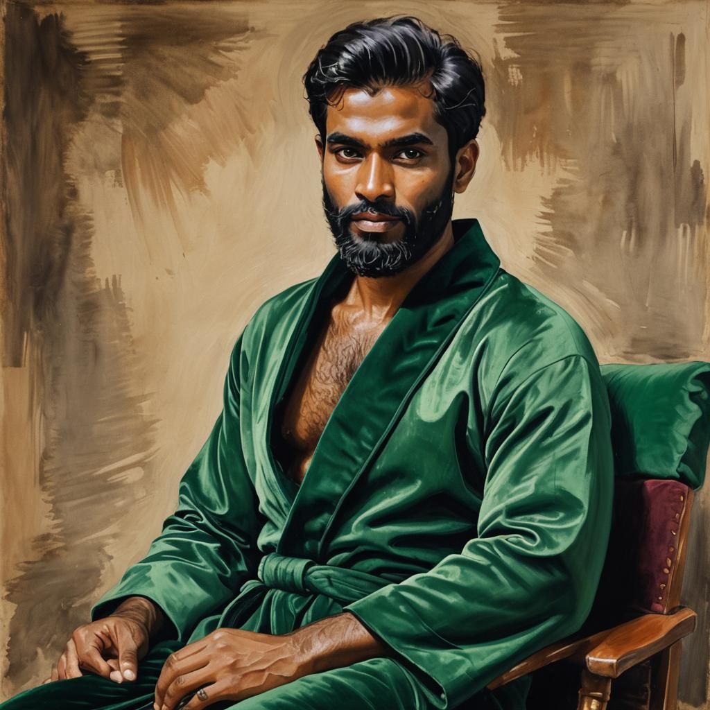 Sri Lankan Prince in Emerald Green Velvet Robe