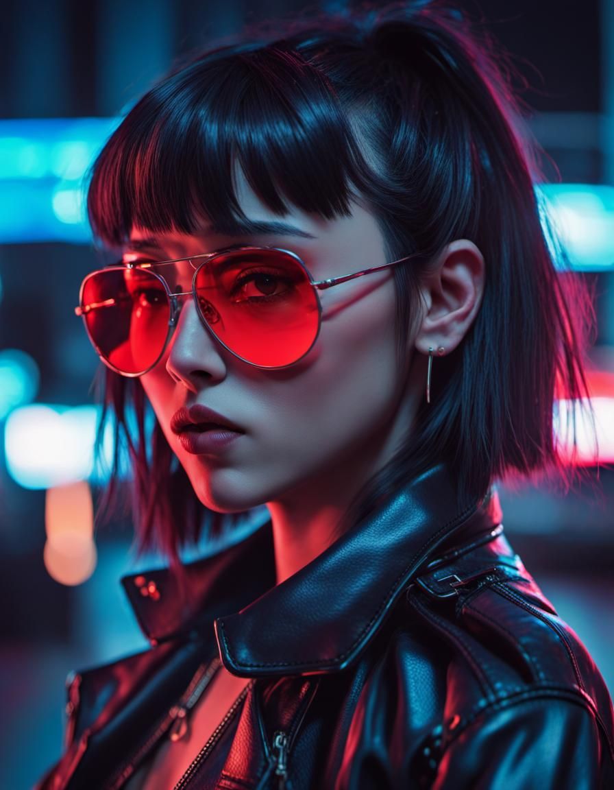 Anime Cyberpunk Assassin in 80s Retro Style