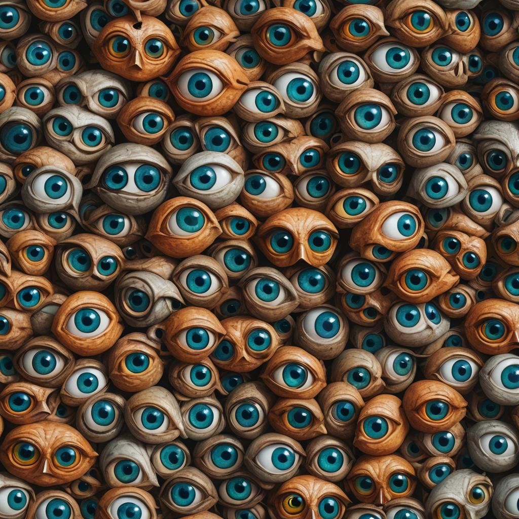 Scary Eyes on a Wall in Hyperrealistic Style