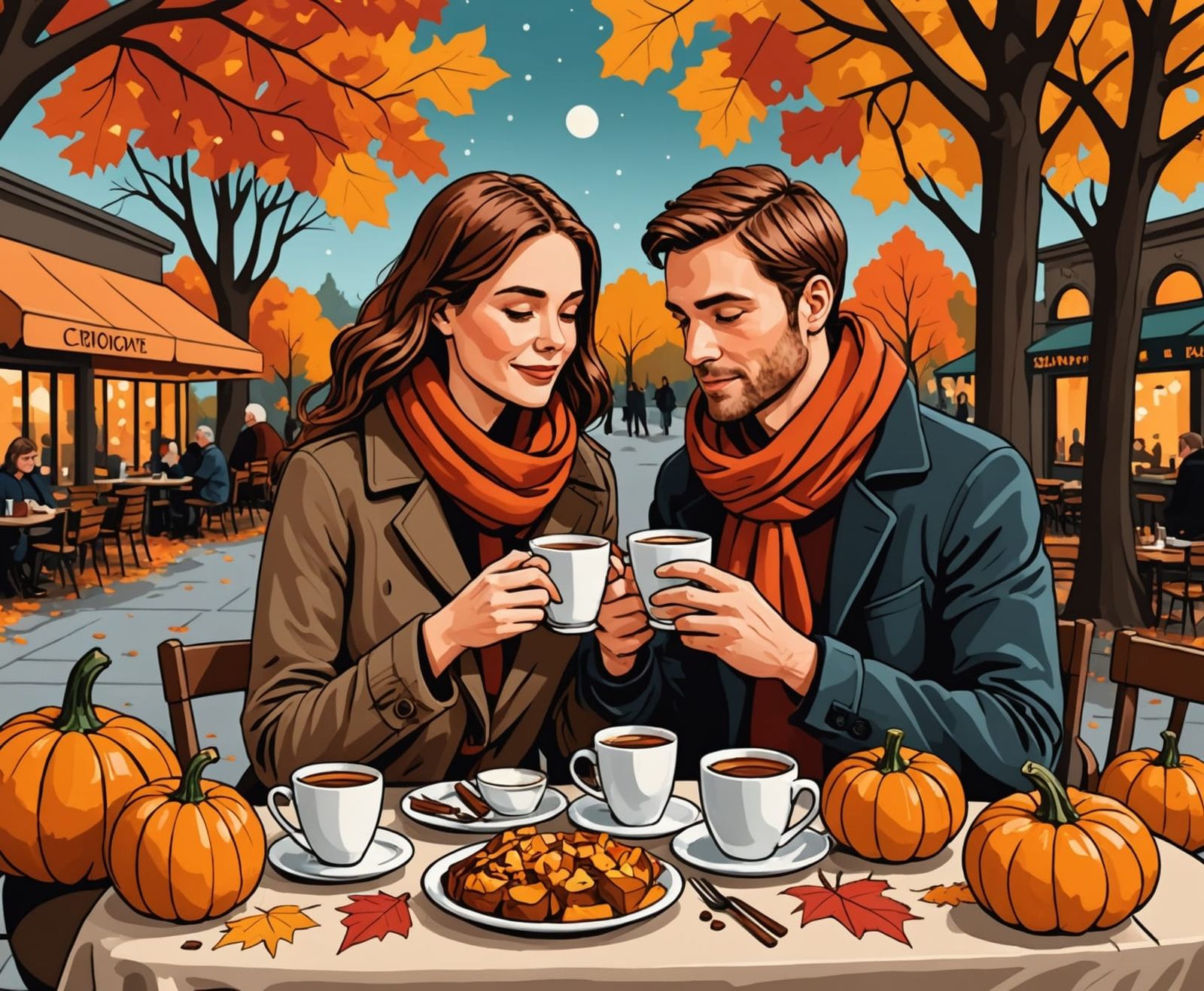 Cozy Autumn Date Night at Outdoor Cafe