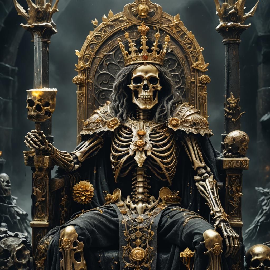 Skeleton King on Throne in Digital Fantasy Art