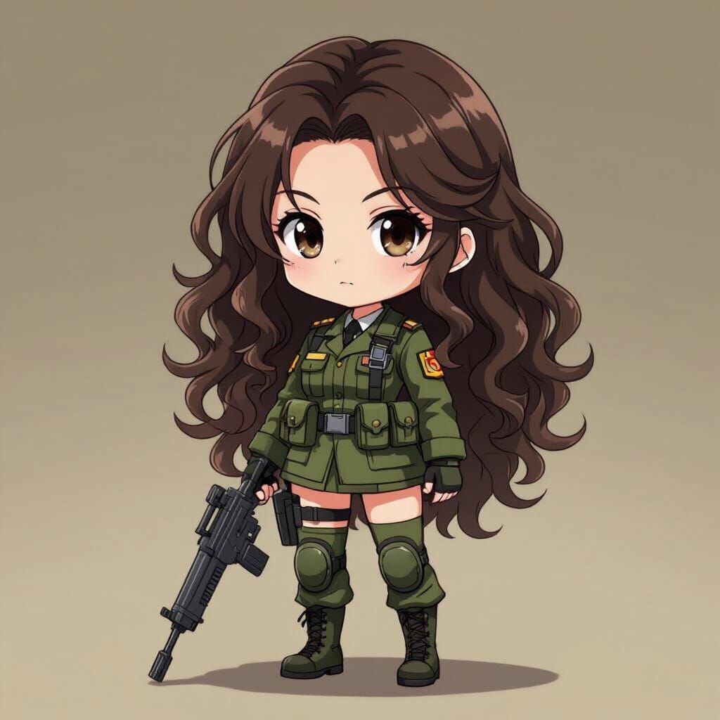 Chibi Soldier Girl in Anime Style