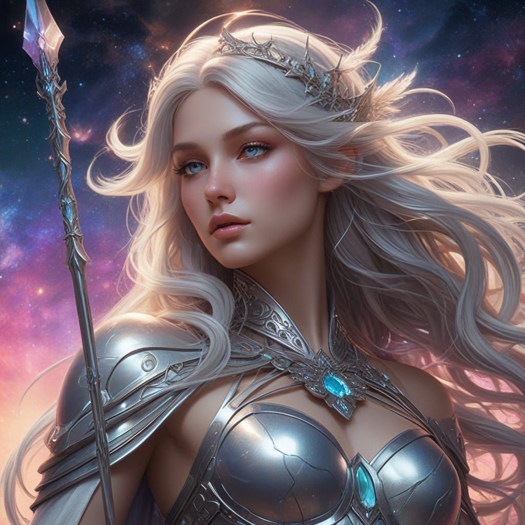 Celestial Goddess Descends in Art Nouveau Style