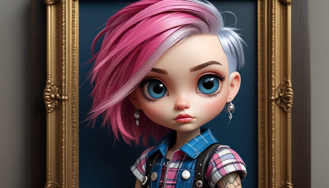 Chibi-Punk Lady Portrait in Pixar 3D Style