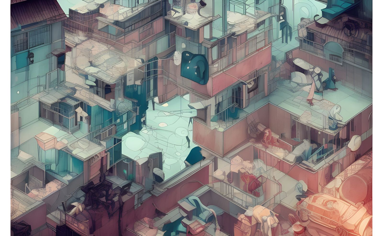 Hyperrealistic Surreal Street Photography in Watercolor