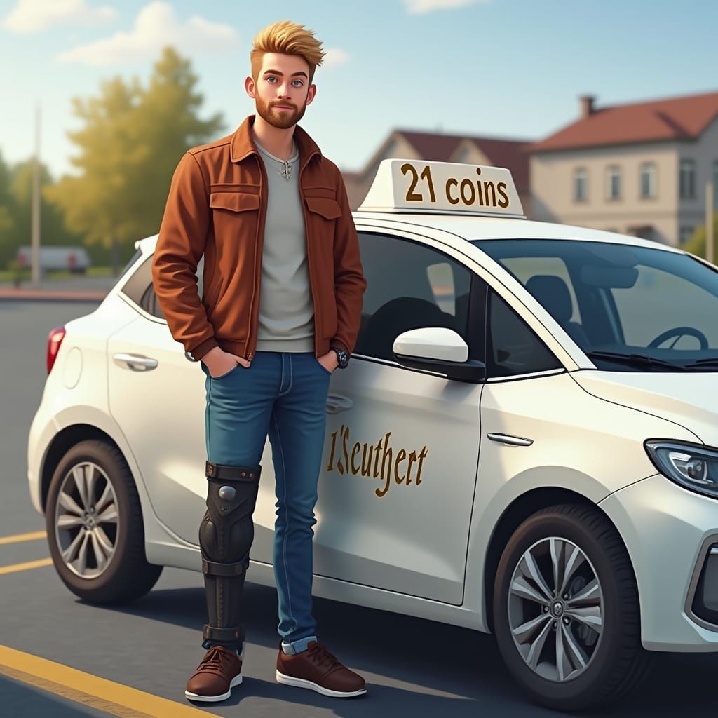 Driving Instructor Portrait in Digital Painting Style