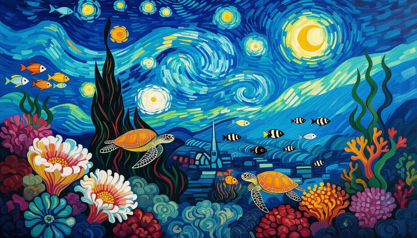 Coral Reef in Van Gogh Style