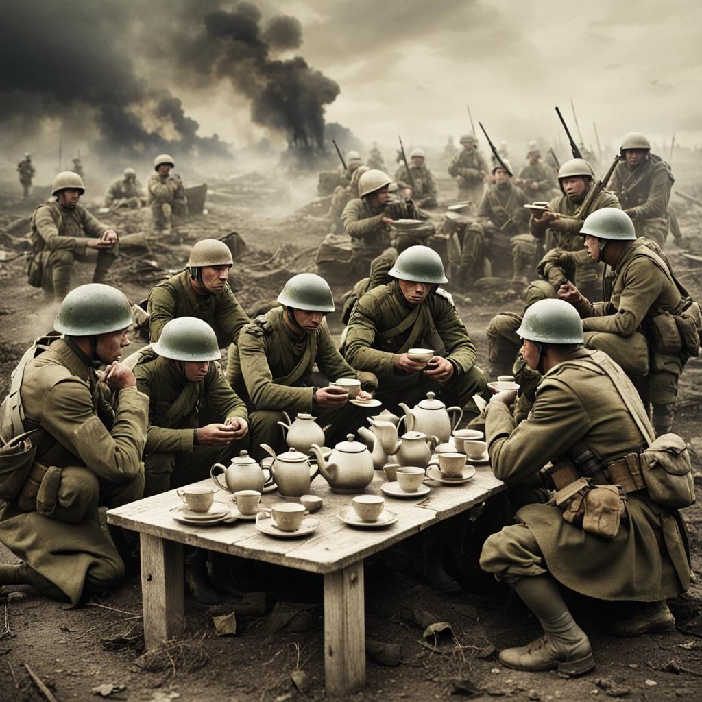 Tea Party Truce: Soldiers Unite on Battlefield