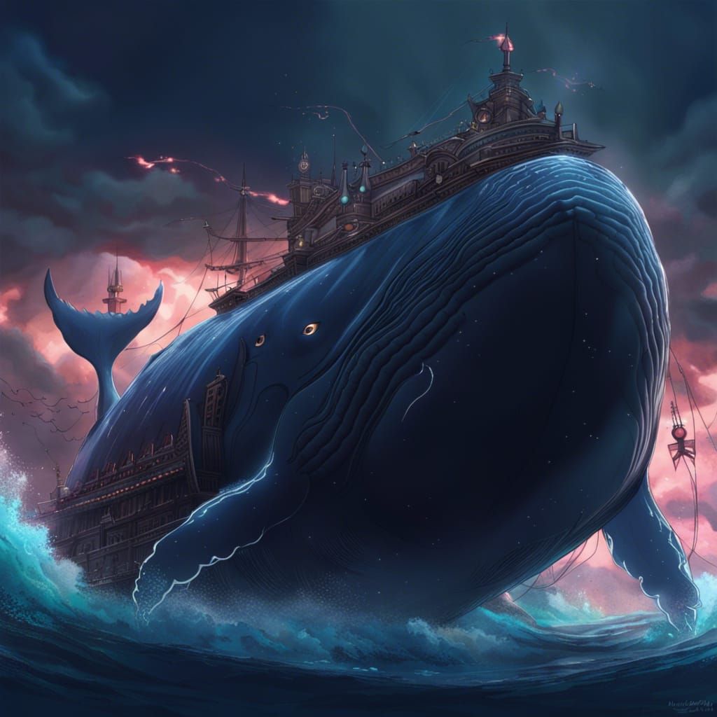 Epic Demon Whale in Anime Style