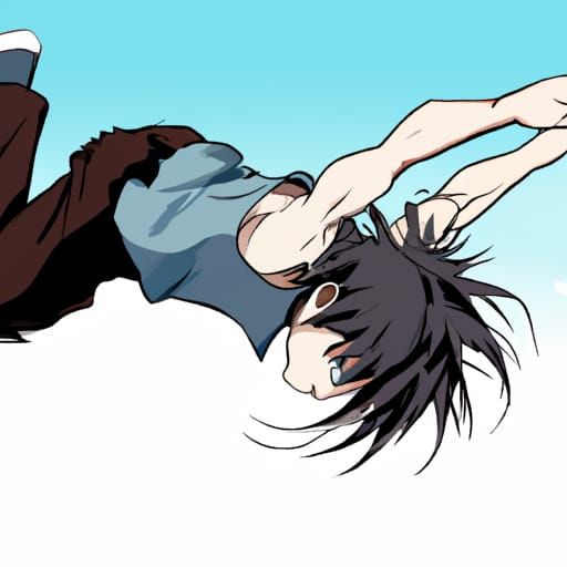 Boy's Anime-Style Backflip in Japanese Manga Art
