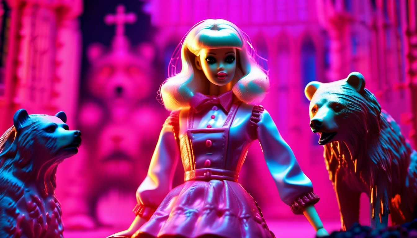 Creepy Horror Barbie with Bear Accessories