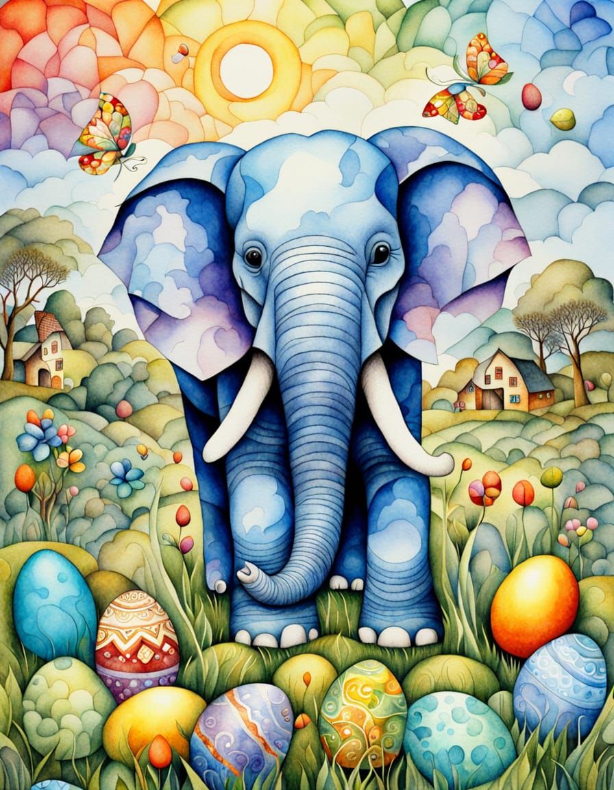 Easter Art in Vibrant Cubist Style