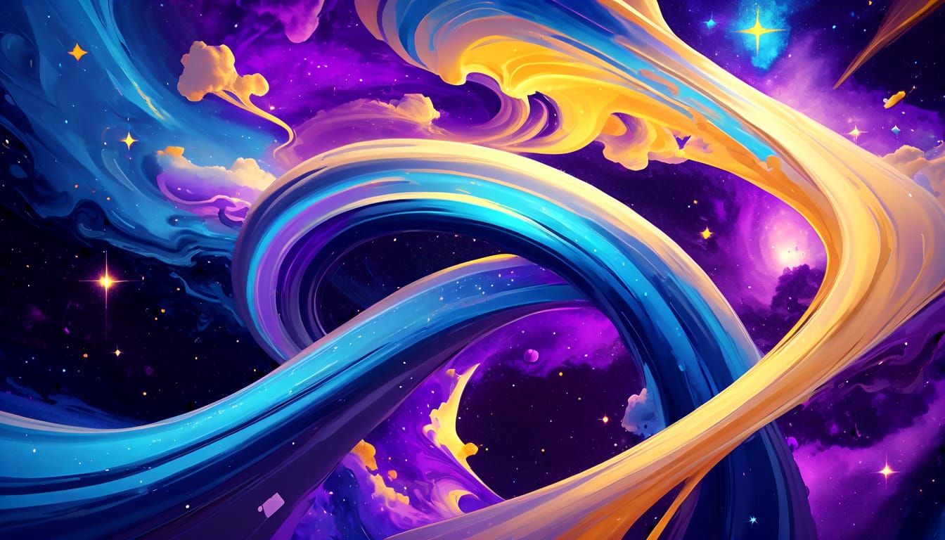 Swirling Galaxy Ribbon in Fauvist Style