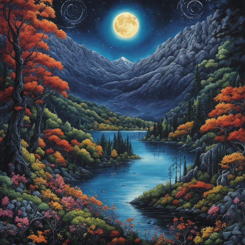 High Gothic Lake Island in Tim Burton Style