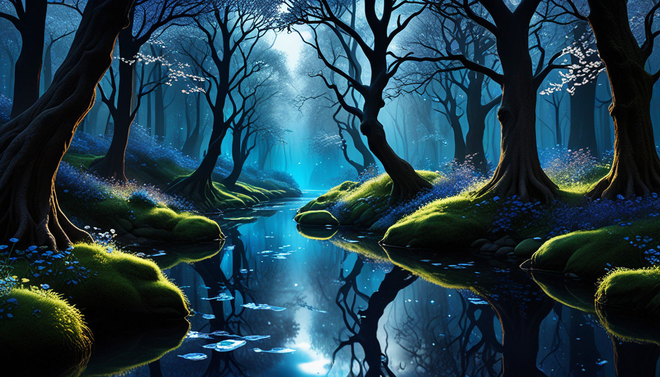 Ethereal River in Crystal Forest