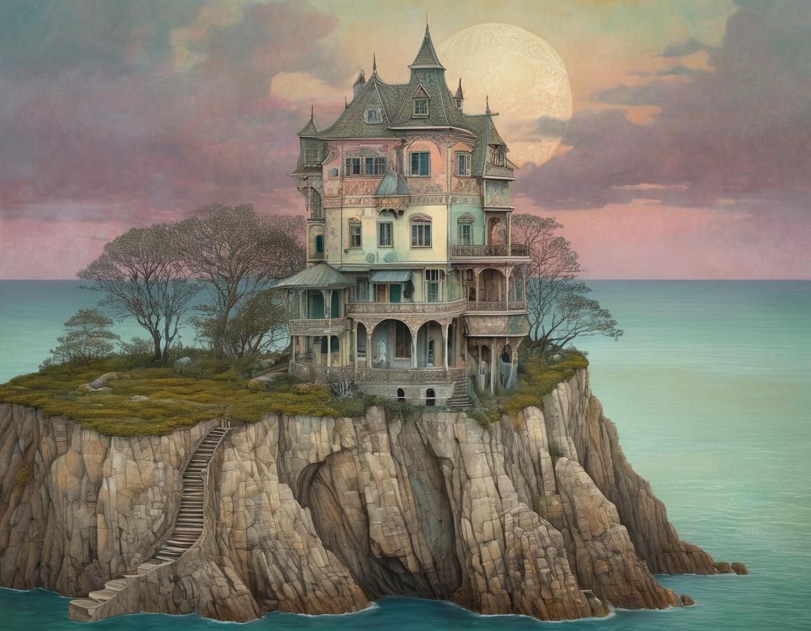 Intricately Textured Fantasy Landscape in Whimsical, Dreamli...