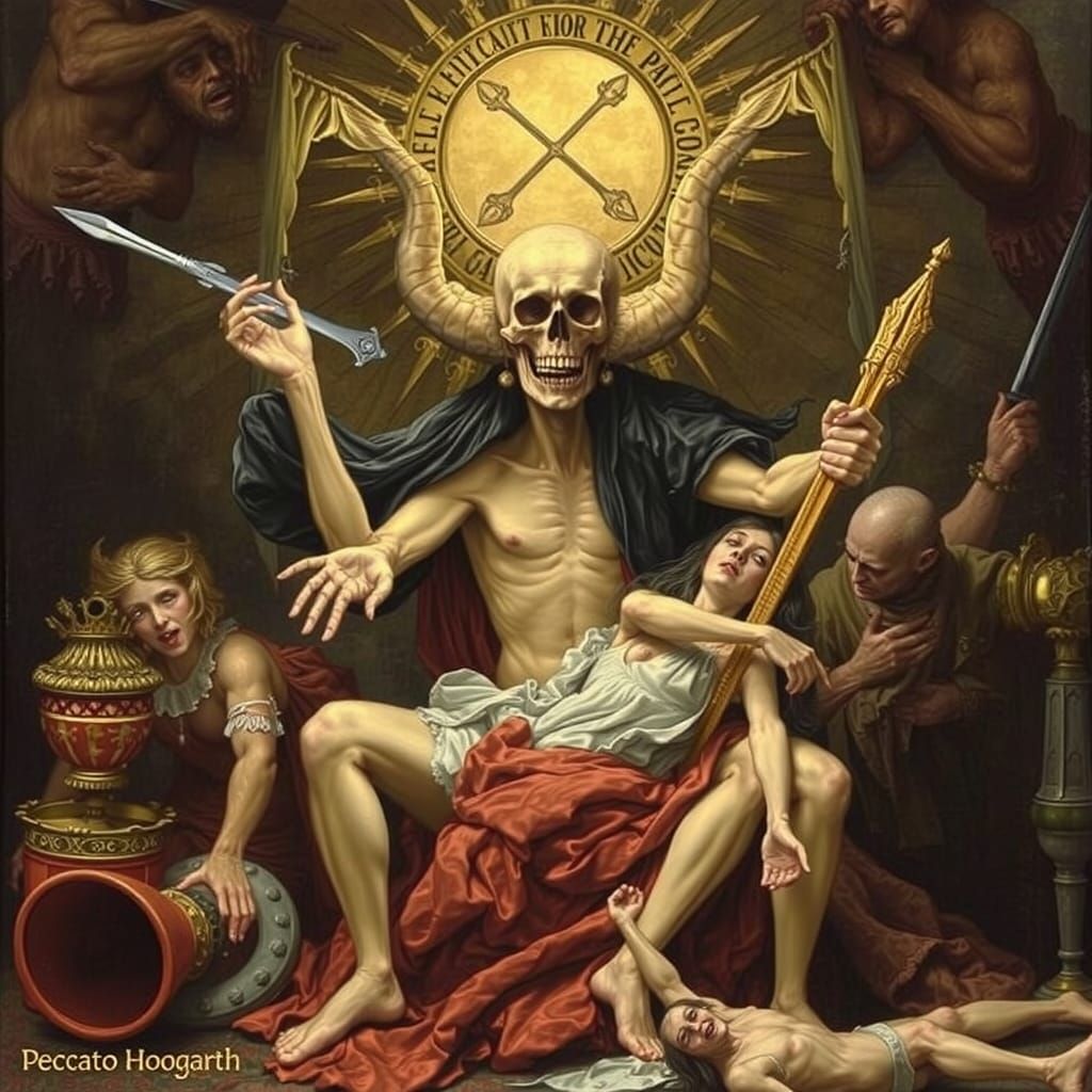 Horrific Scene Inspired by Hogarth's Satan, Sin, and Death