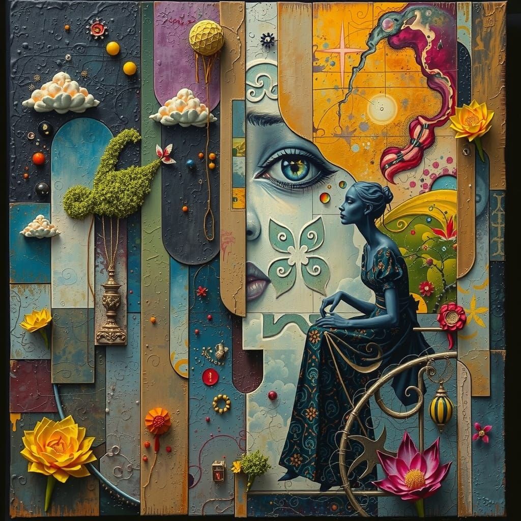 Dreamer in Surrealist Abstract and Baroque Fusion