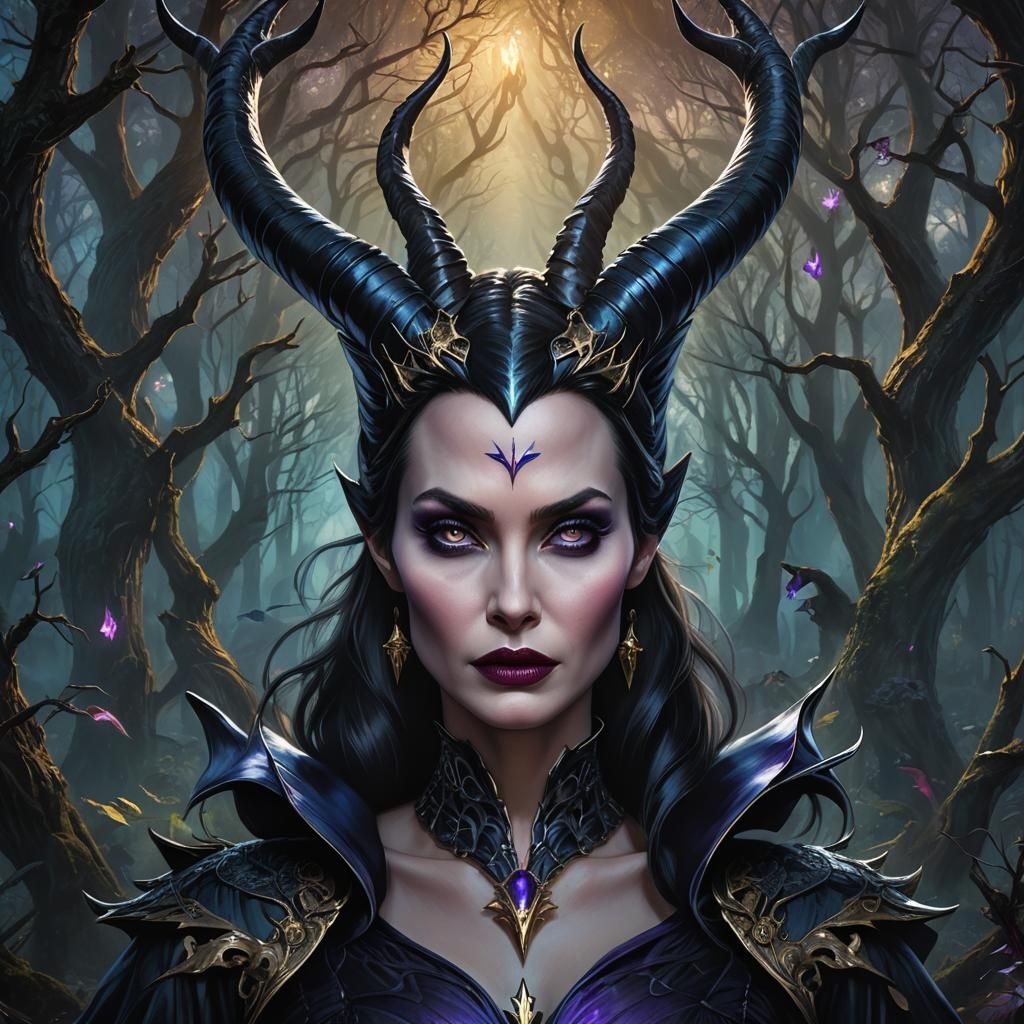 Mystical Maleficent Portrait in Gothic Dark Fantasy Style