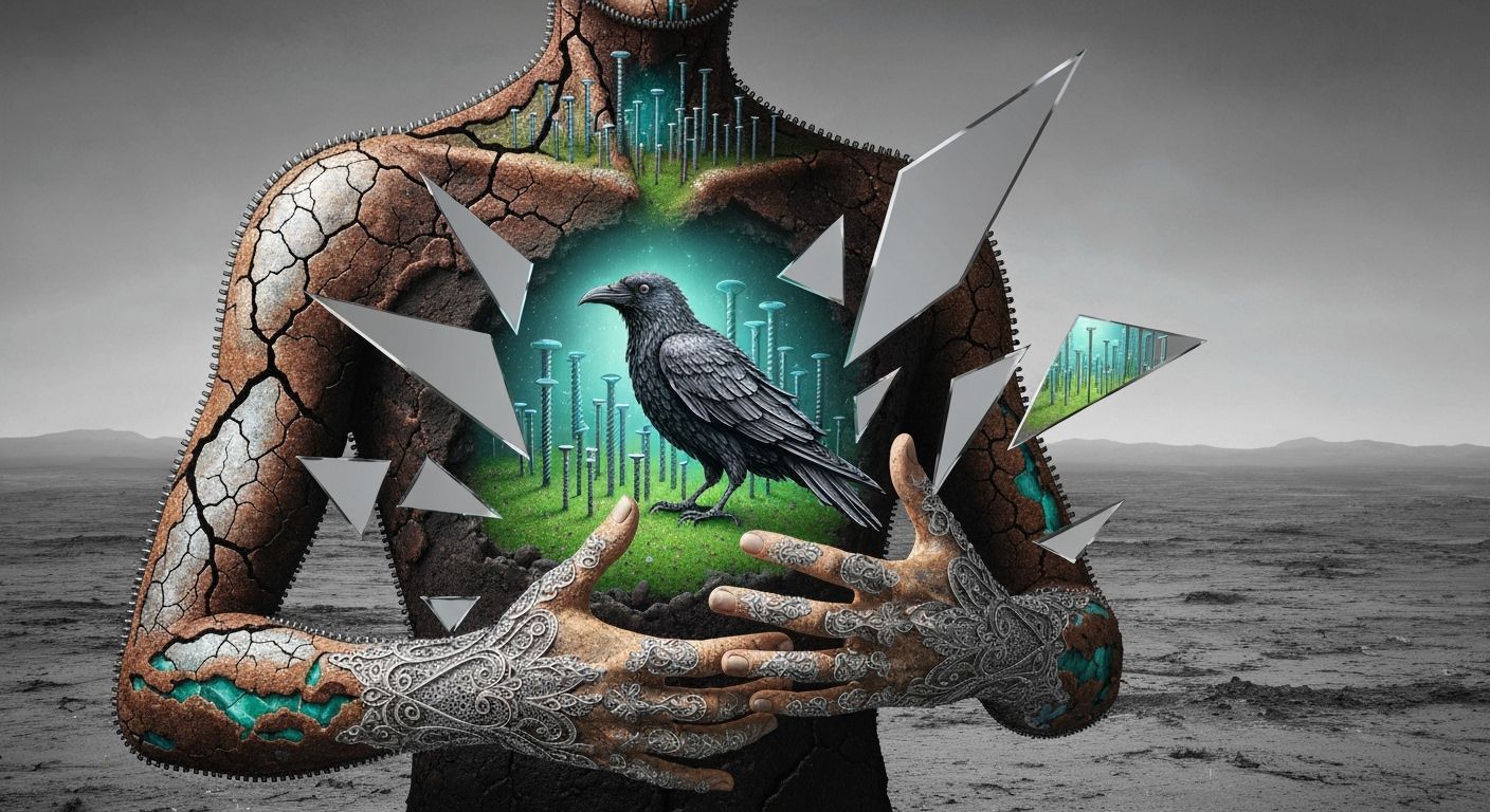 Scorched Earth Figure With Bioluminescent Oasis