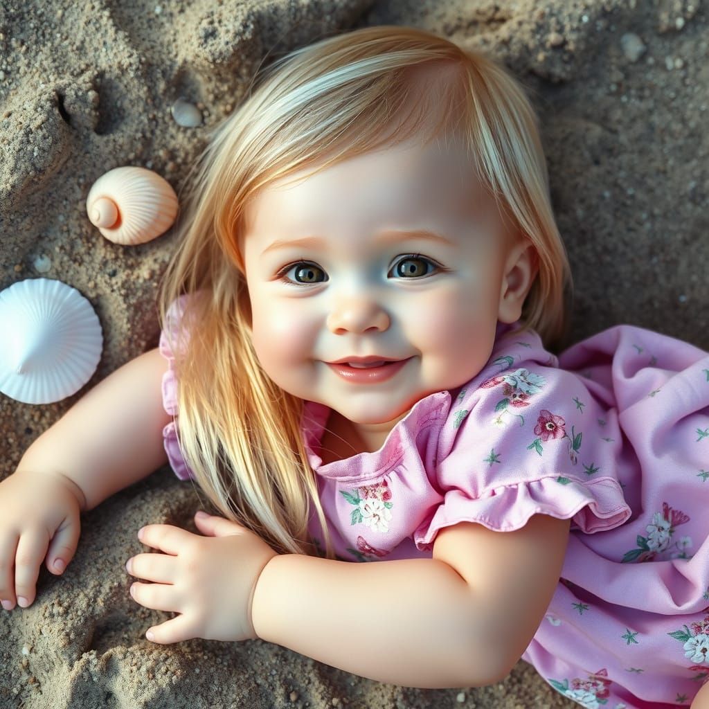 Joyful Beachside Baby in Vibrant Floral Dress