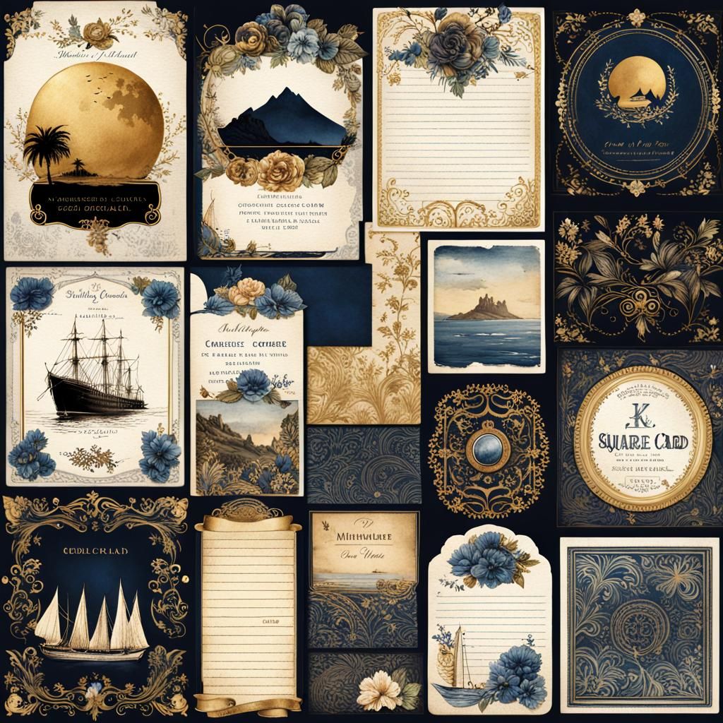 Vintage Grecian Island Ephemera in Gothic Watercolor