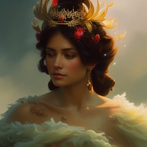 Summer Goddess Portrait in Digital Art Style