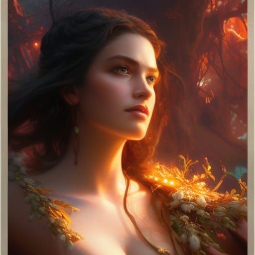 Radiant Summer Goddess Portrait in Digital Art Style