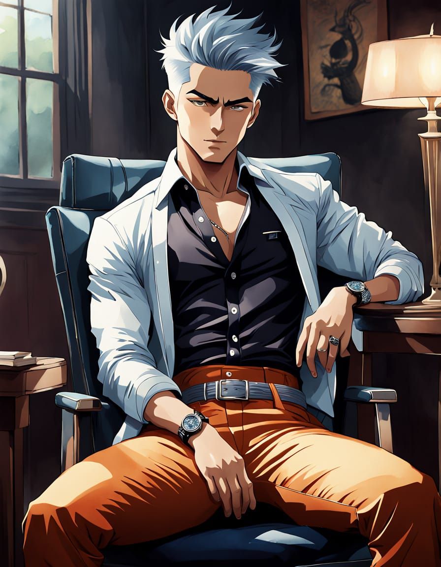 Surreal Mafia Boss in Soft Anime Style