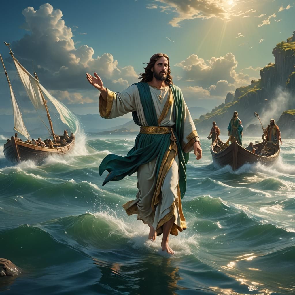 Jesus Walks on Water: Ethereal Matte Painting
