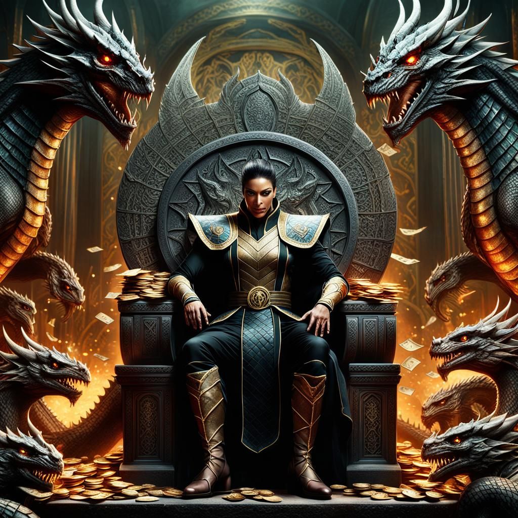 Michelle Keegan as Shao Khan on Throne