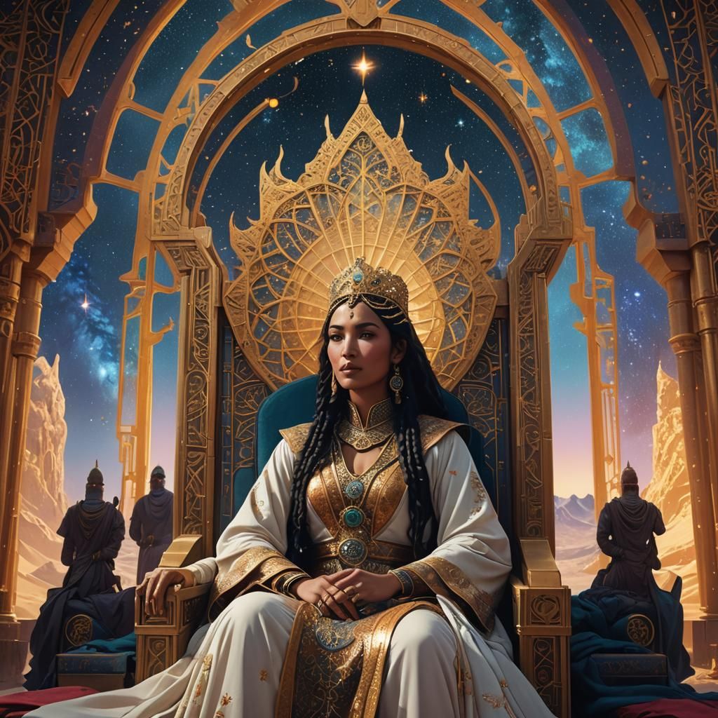 Empress on Galactic Throne: Fantasy Concept Art