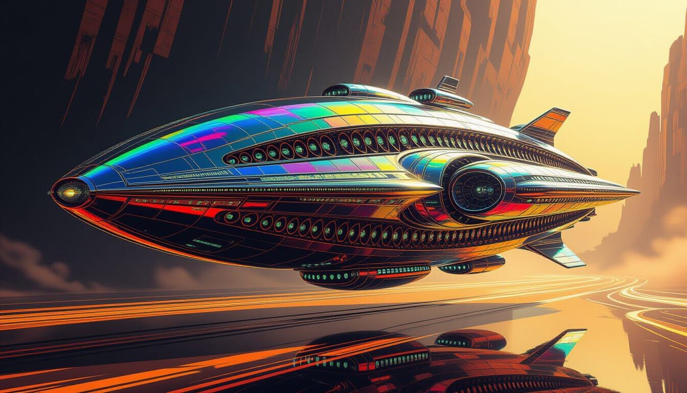 Alien Spaceship in Impressionist & Chiaroscuro Style