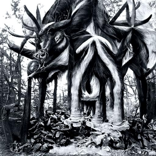 Desolate Satanic Temple Charcoal Drawing