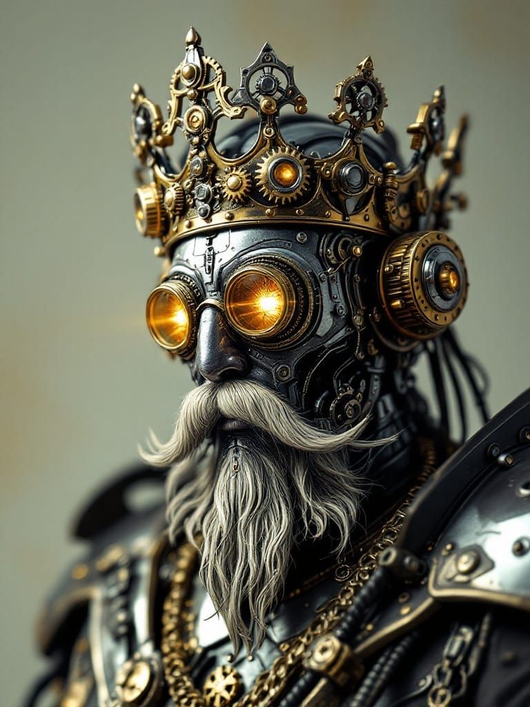 Steampunk Mechanical King with Regal Gears and Goggles