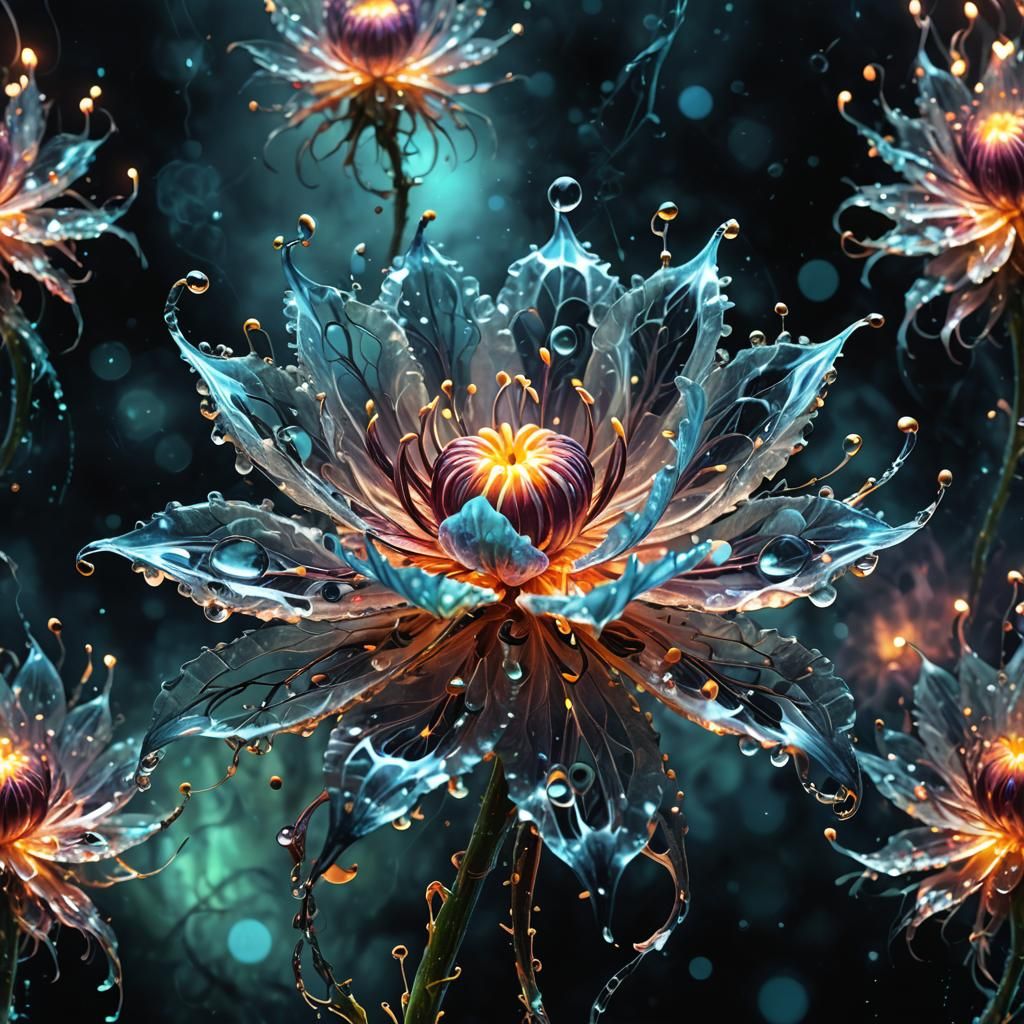 Surreal Glowing Flower Made of Ghostly Flames