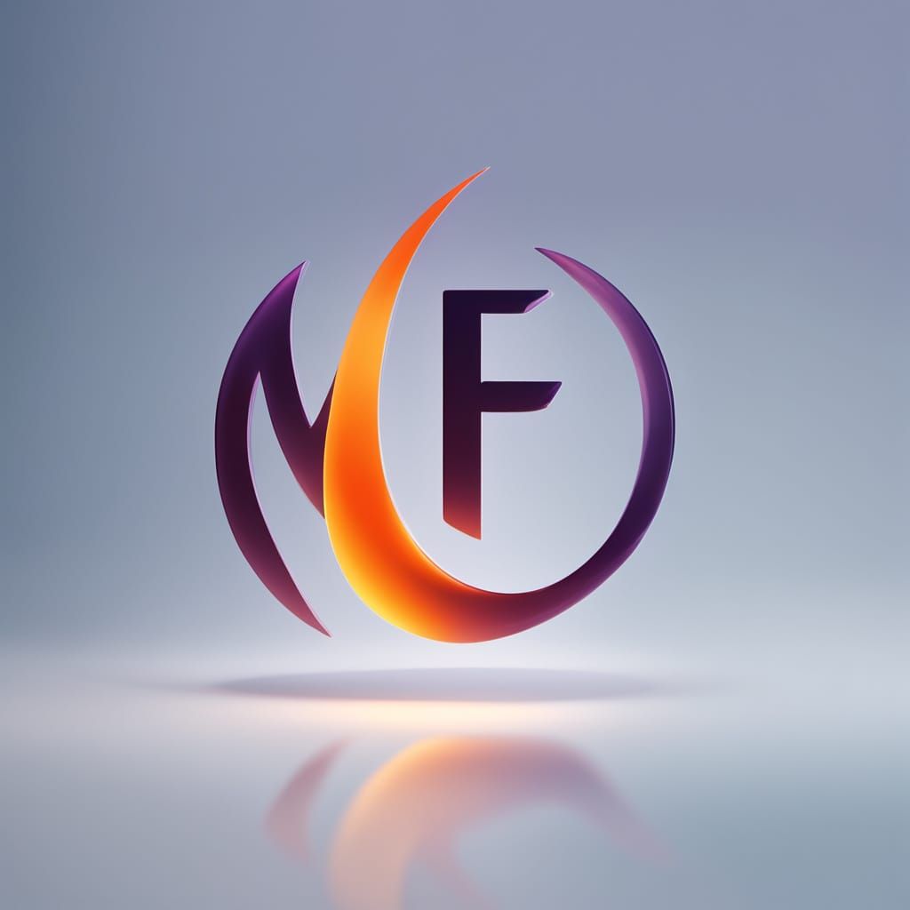 Sleek Futuristic Logo with Glowing Flame Symbol