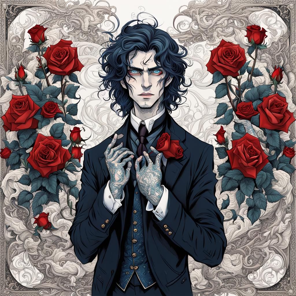 Elegant Gothic Devil Portrait in Comic Style