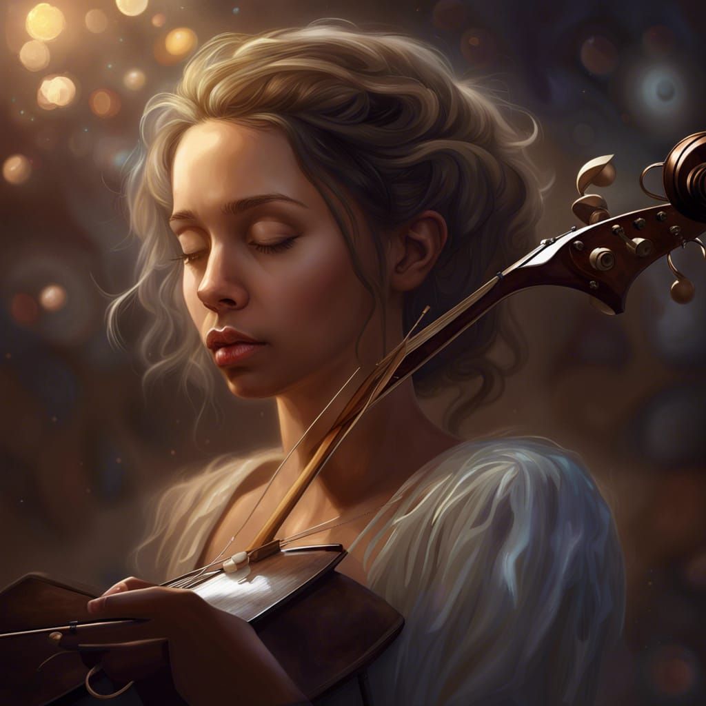 Girl Lost in Music: Hyperdetailed Portrait