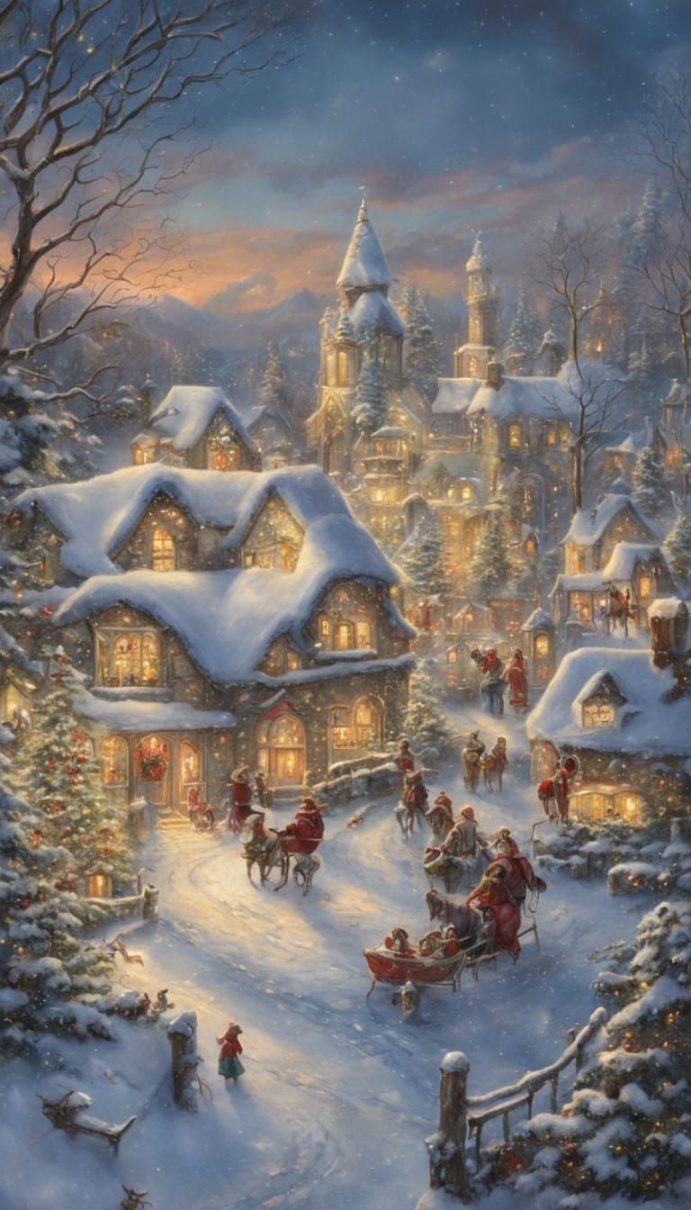 Whimsical Winter Wonderland Scene in Cozy Realism Style