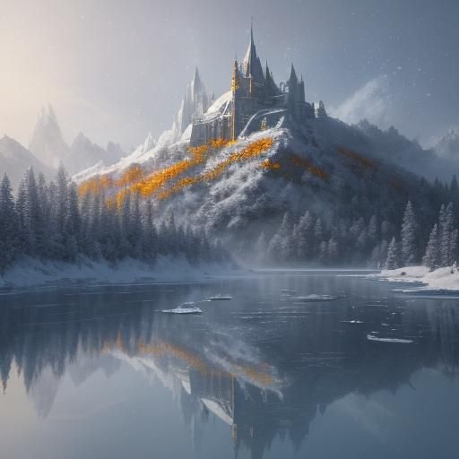 Winter Wonderland Scene in Soft, Golden Light