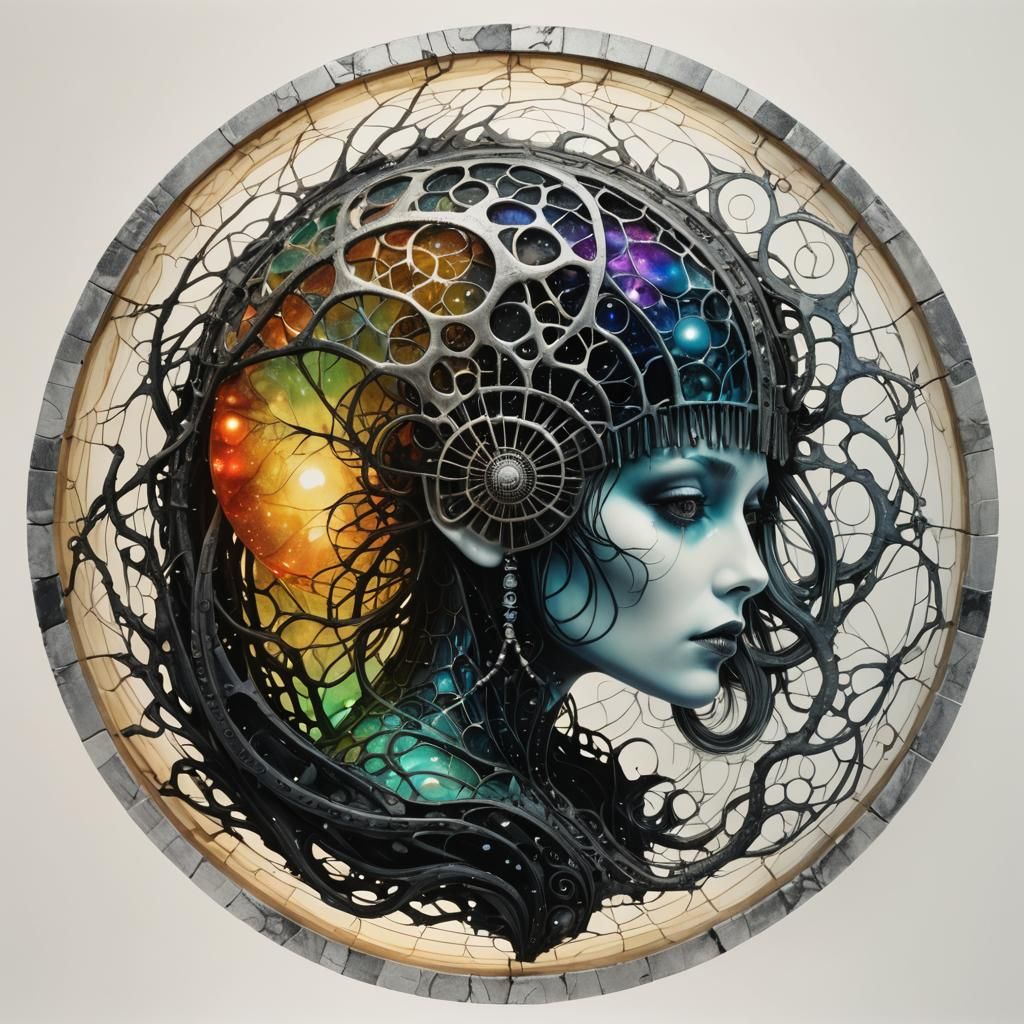 Intricate Stone Carving with Glowing Lights